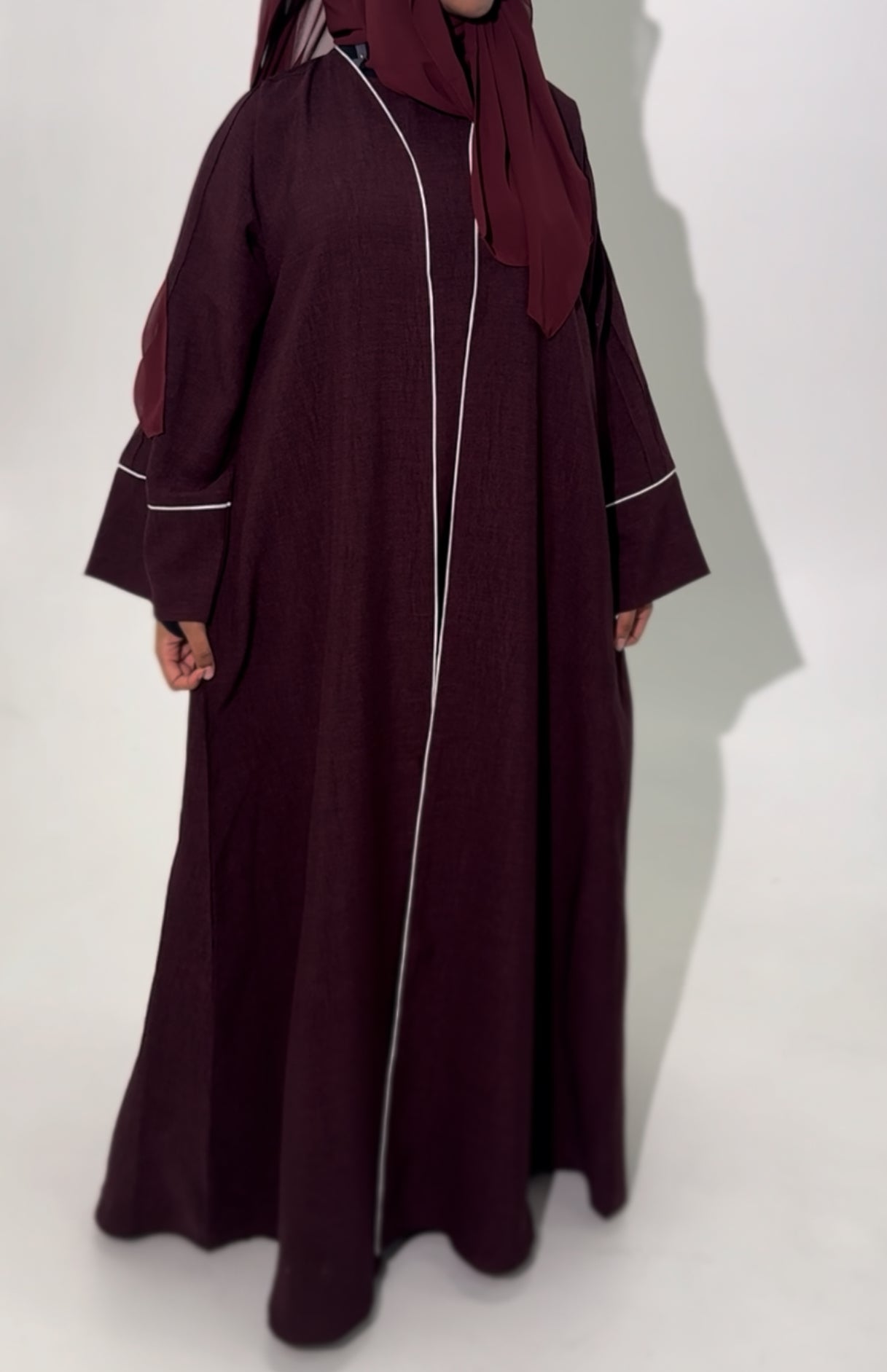 MINA 3 piece Linen Abaya - Straight Cut