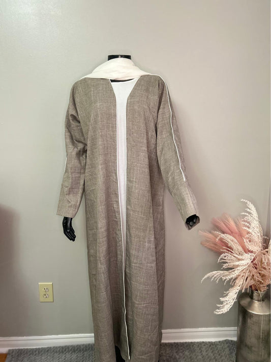 Grey piping Mona Abaya