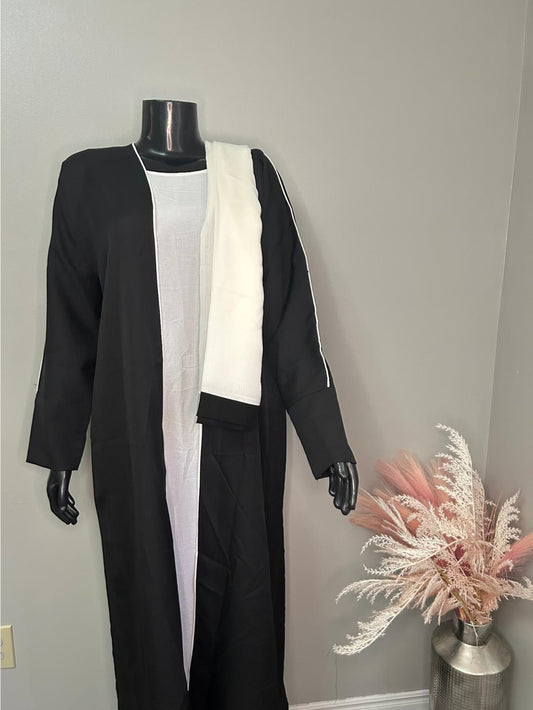 Black Piping Mona Abaya